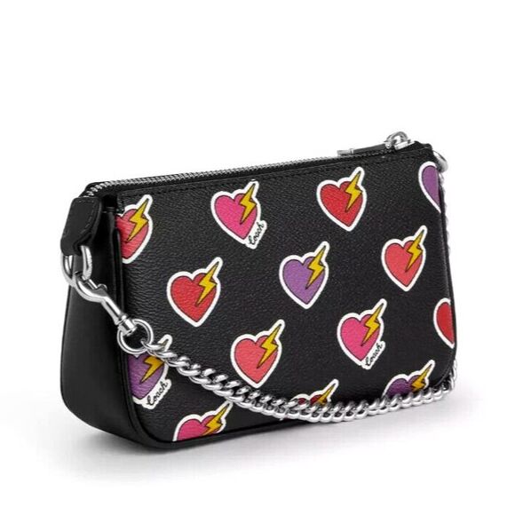 New Coach CW452 Nolita 19 With Heart Bolt Print Black Multi - Picture 2 of 5